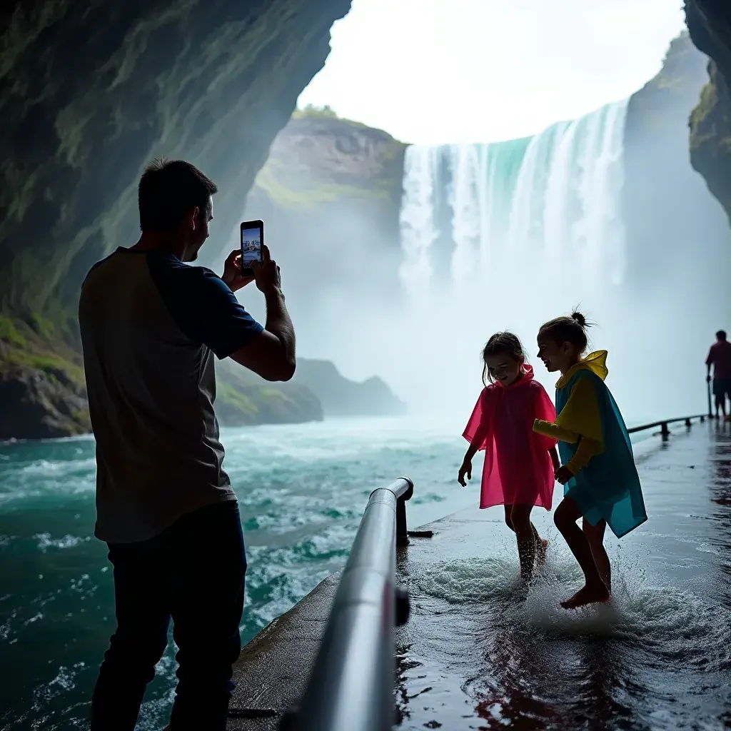 Туристический катер, приближающийся к водопадам Ниагара.